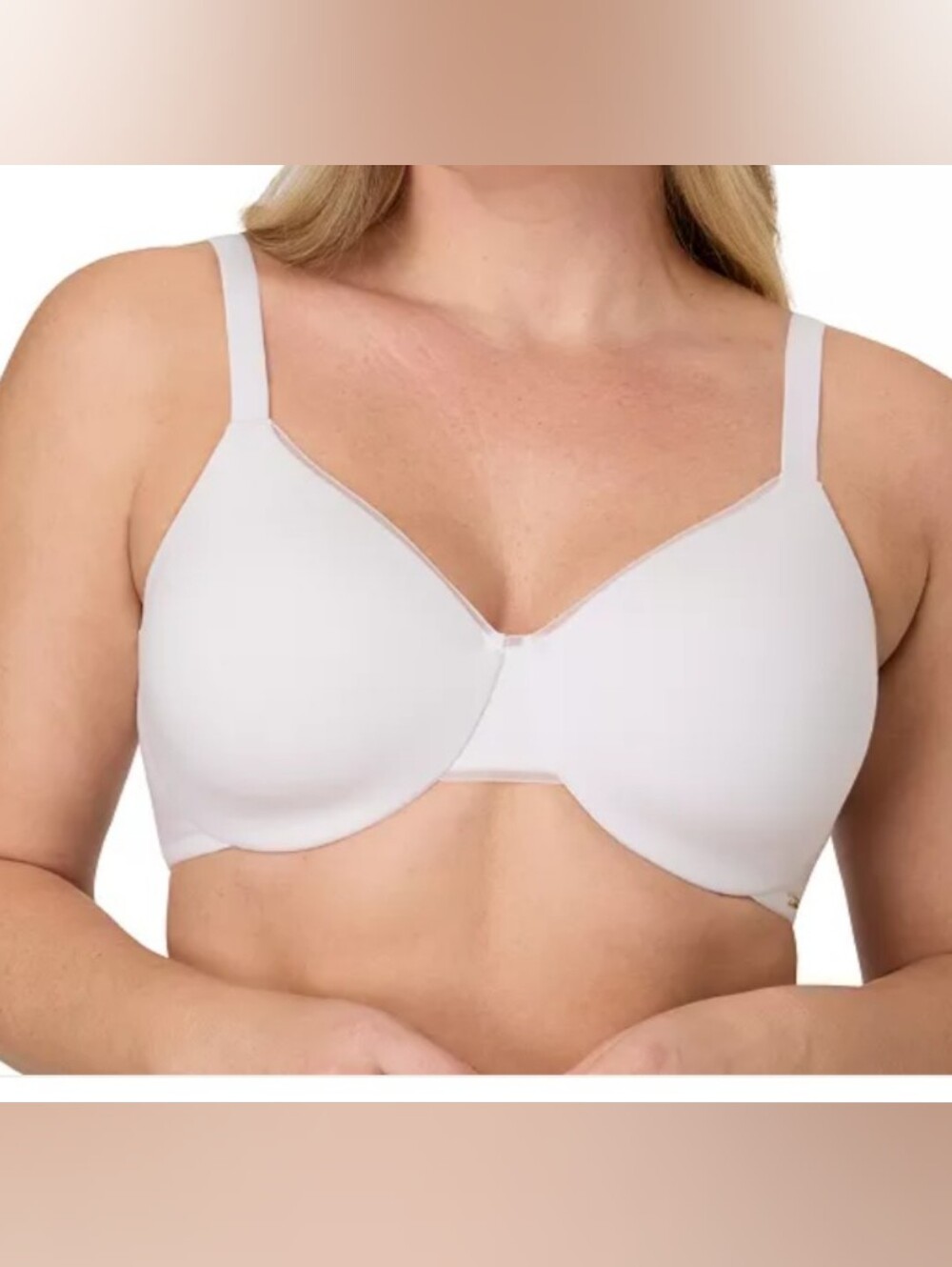 Bali Cool Comfort Breathable Cotton T-Shirt Underwire White Bra 36C 92% Cotton